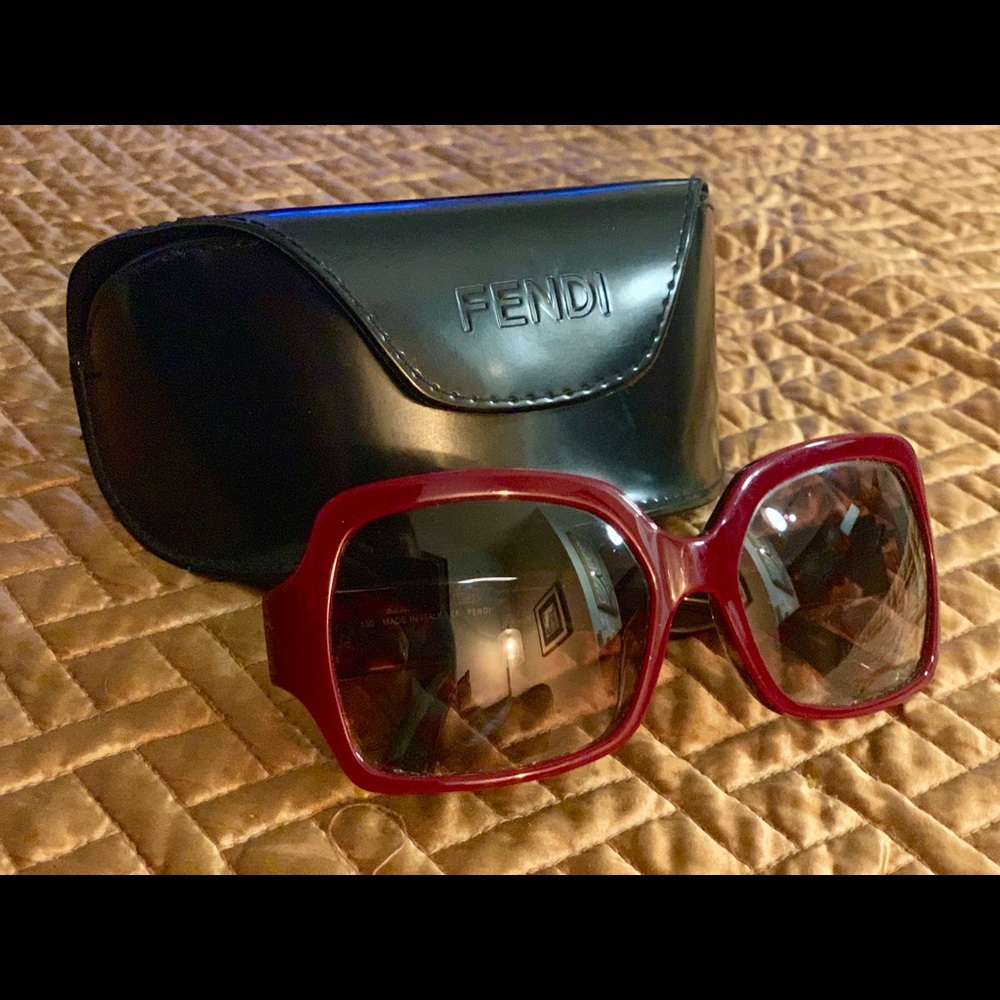 Maroon Fendi Sunglasses Oversized